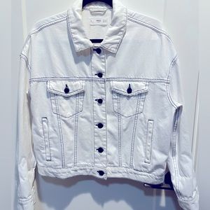 Mango denim jean jacket size S/M! White!